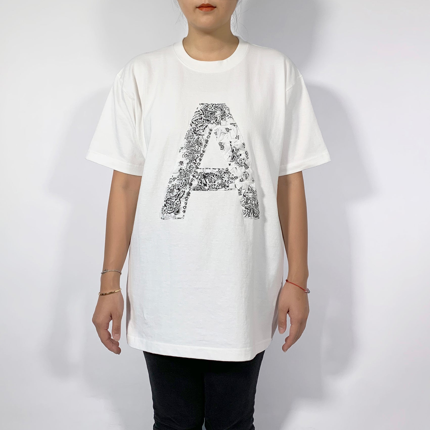 Crinkle Effect Alphabet A Short Sleeves T-shirt
