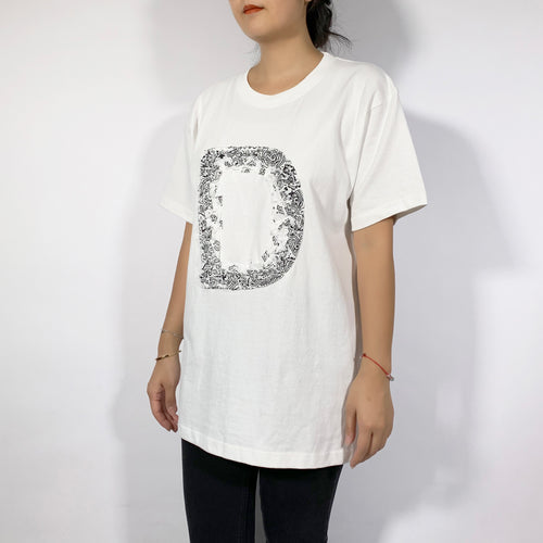 Crinkle Effect Alphabet D Short Sleeves T-shirt