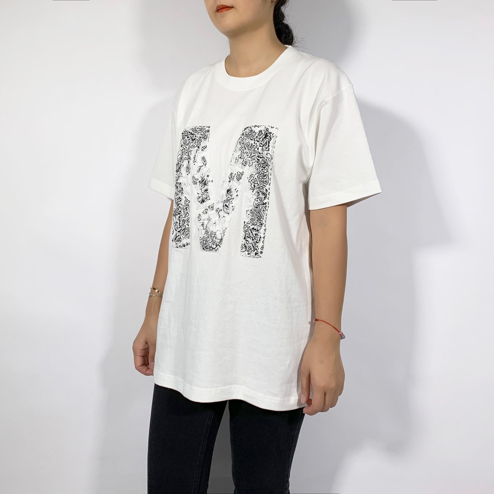 Crinkle Effect Alphabet M Short Sleeves T-shirt