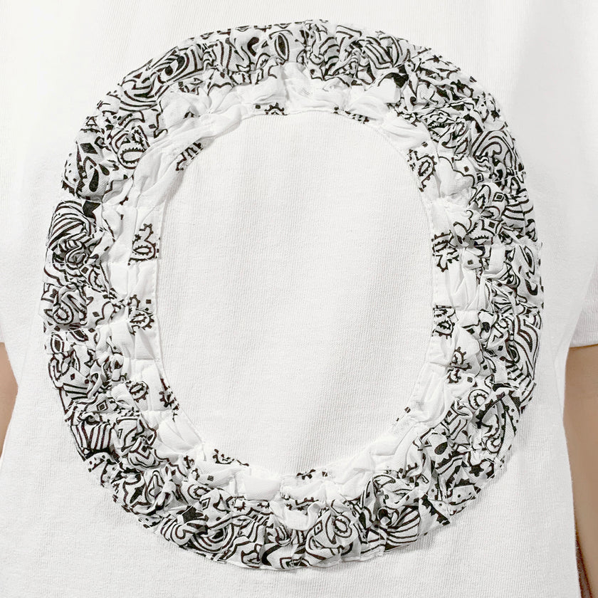 Crinkle Effect Alphabet O Short Sleeves T-shirt