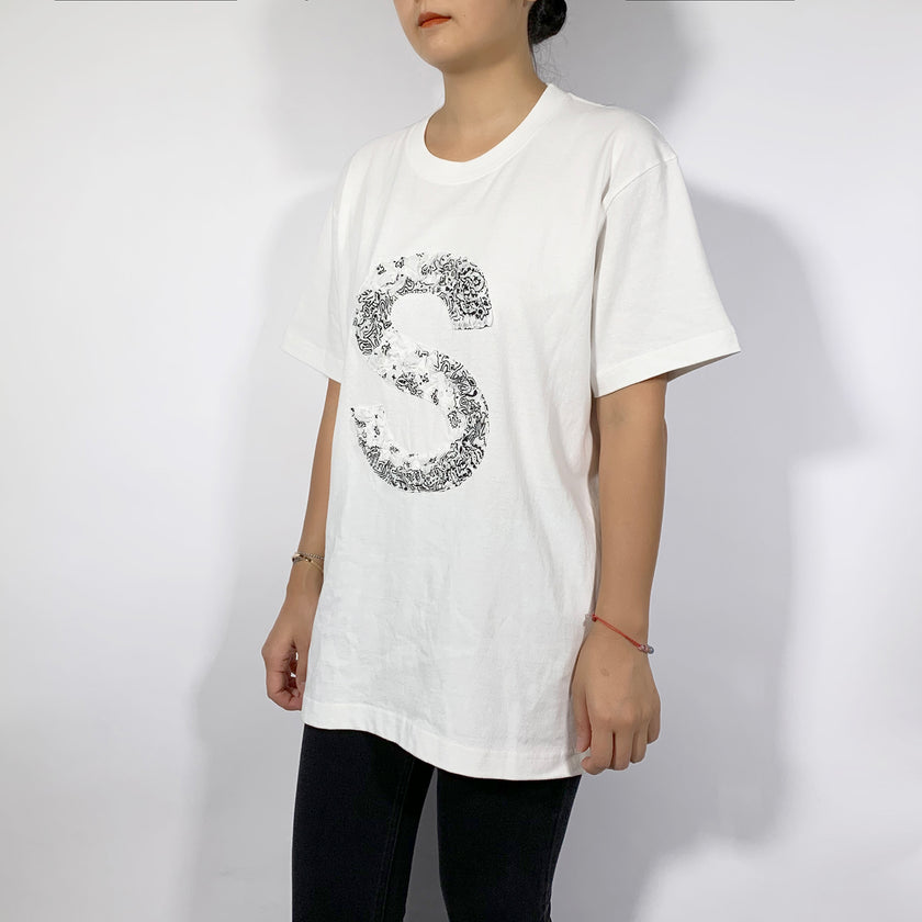 Crinkle Effect Alphabet S Short Sleeves T-shirt