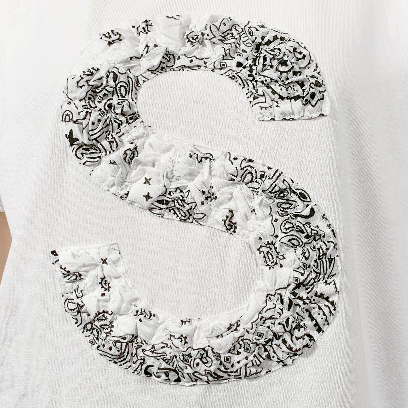Crinkle Effect Alphabet S Short Sleeves T-shirt
