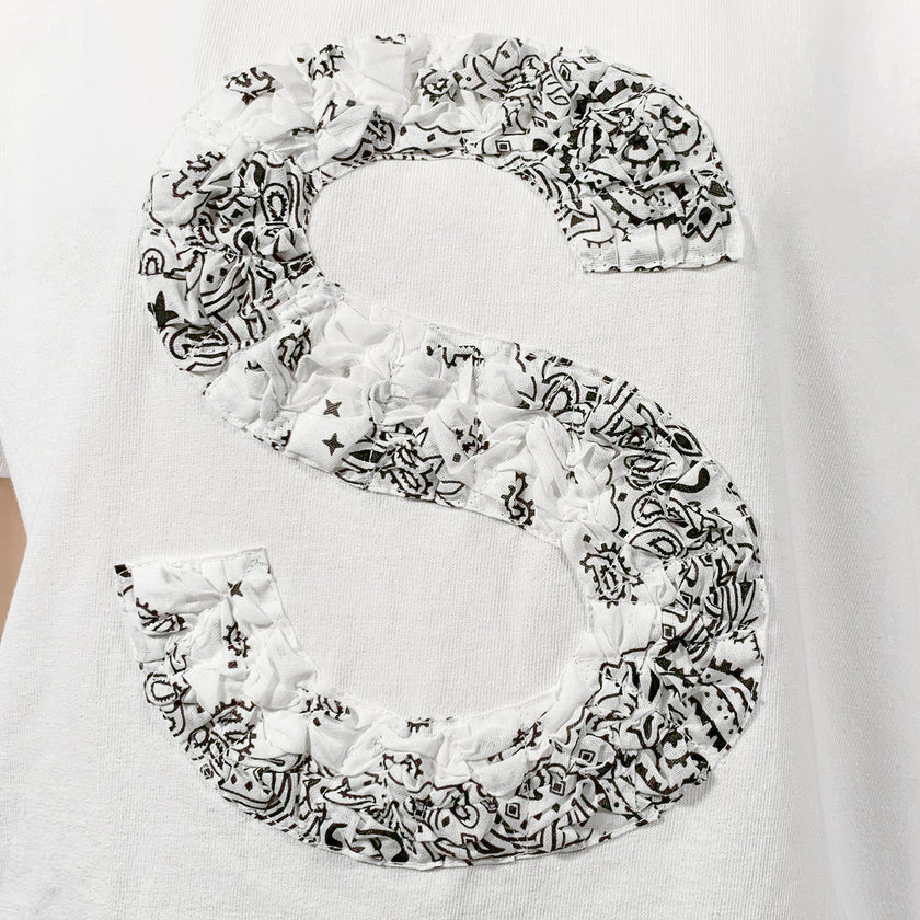 Crinkle Effect Alphabet S Short Sleeves T-shirt
