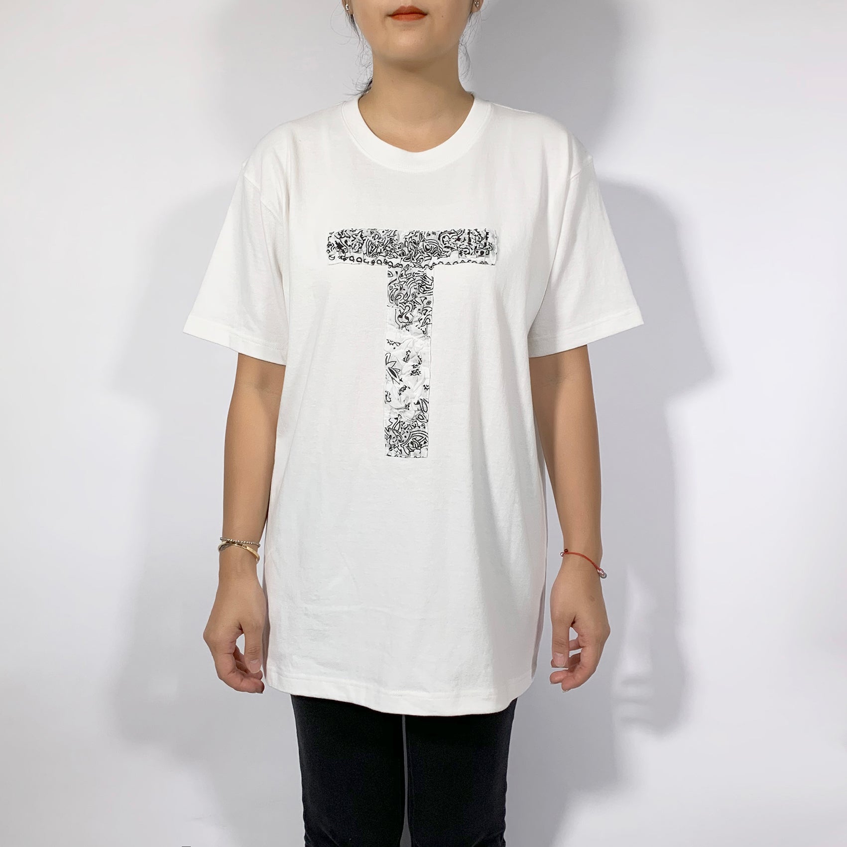 Crinkle Effect Alphabet T Short Sleeves T-shirt