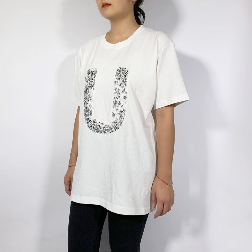 Crinkle Effect Alphabet U Short Sleeves T-shirt