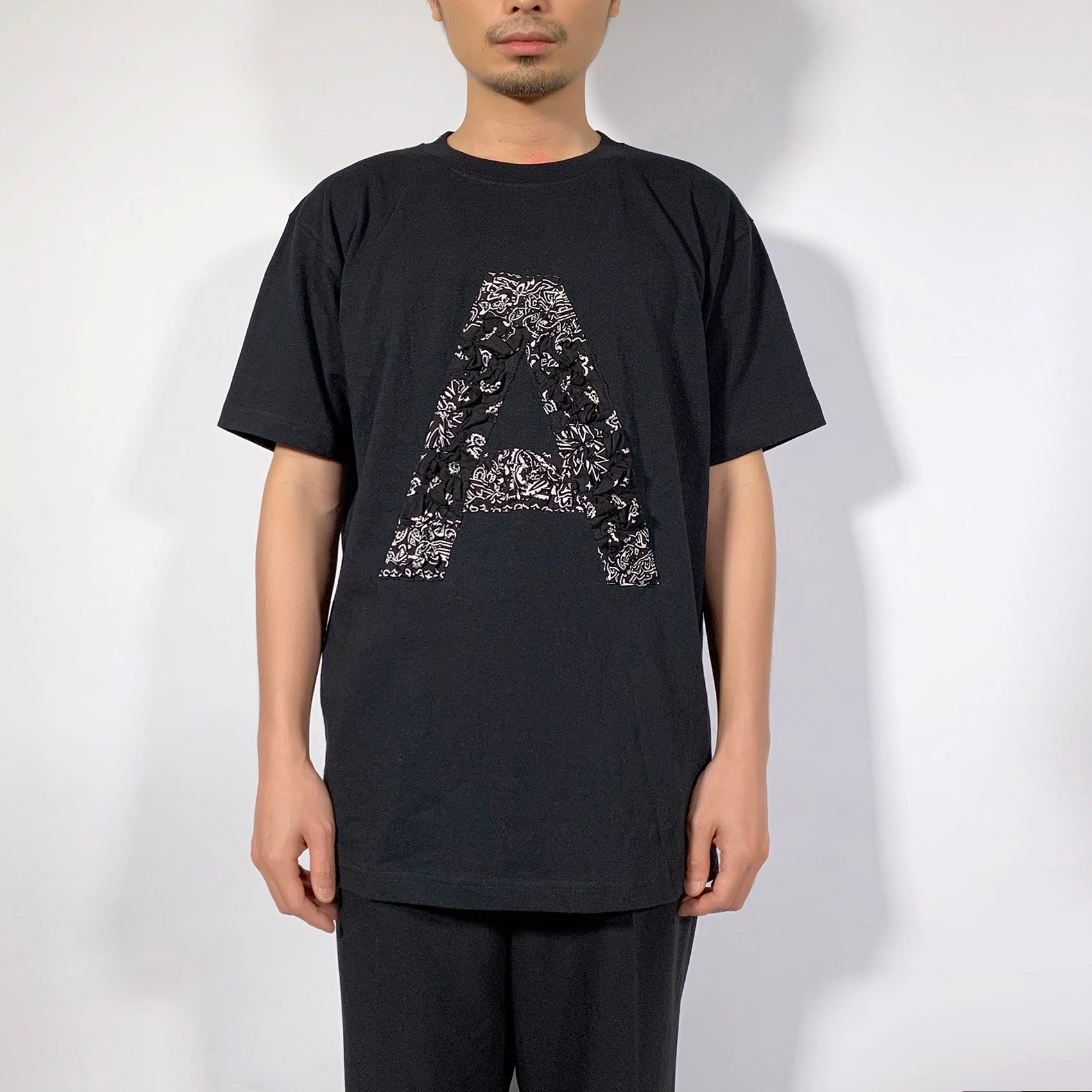 Crinkle Effect Alphabet A Short Sleeves T-shirt