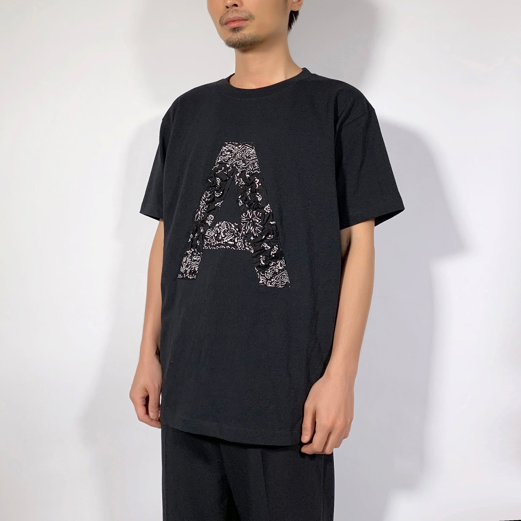 Crinkle Effect Alphabet A Short Sleeves T-shirt