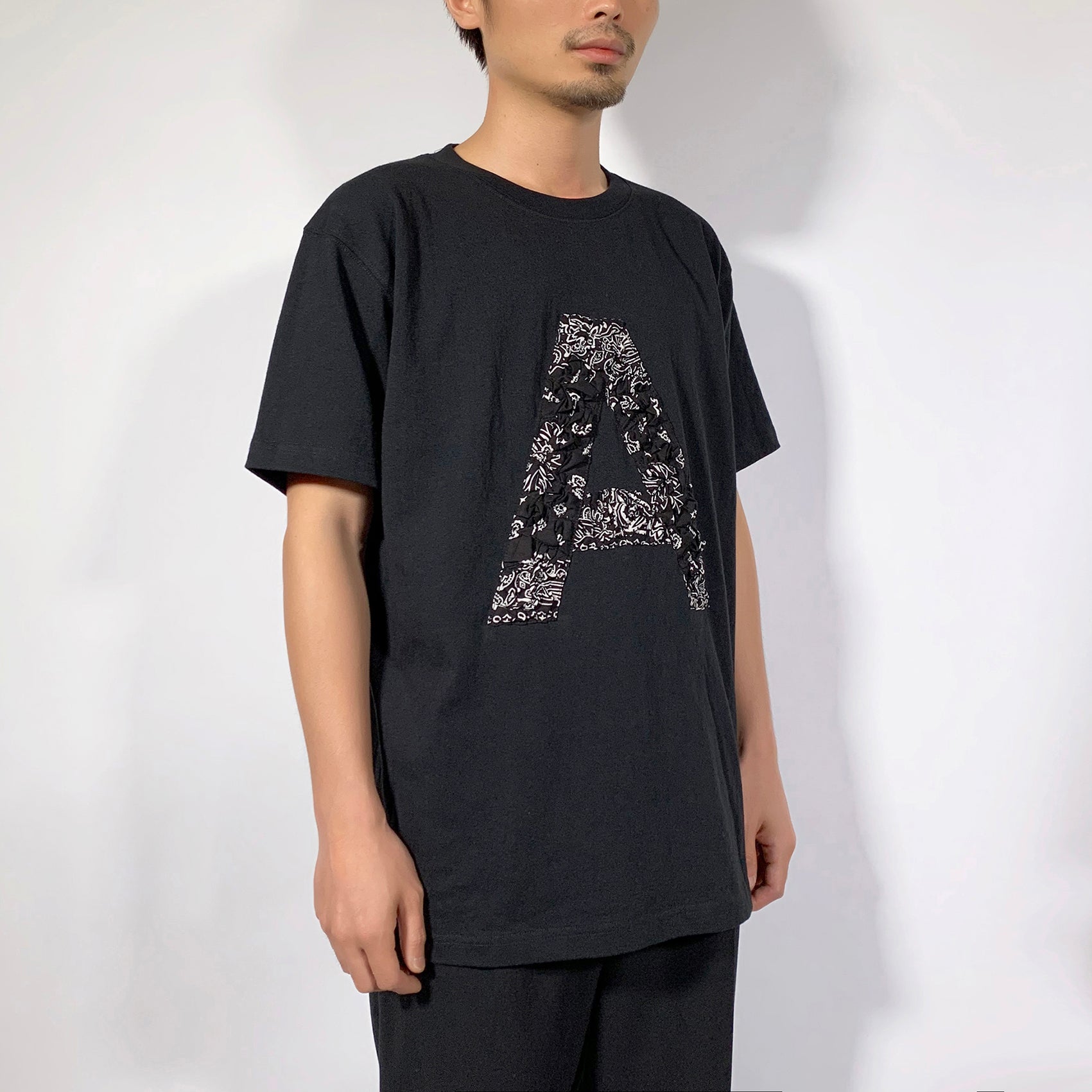 Crinkle Effect Alphabet A Short Sleeves T-shirt