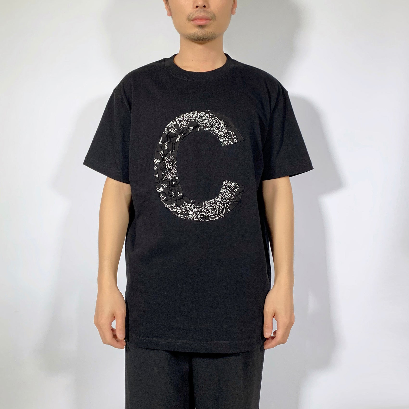 Crinkle Effect Alphabet C Short Sleeves T-shirt