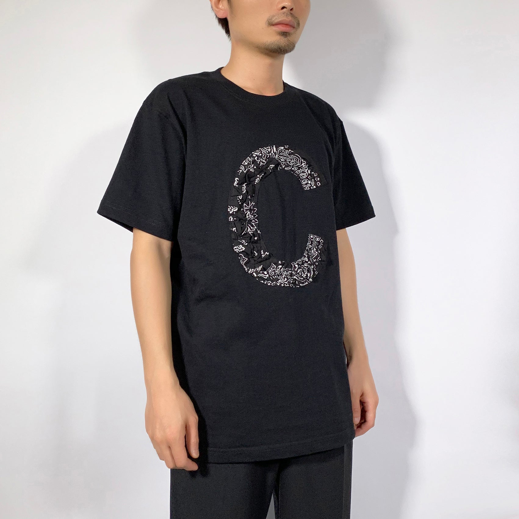 Crinkle Effect Alphabet C Short Sleeves T-shirt