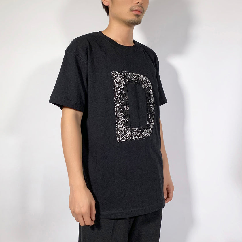 皺褶效果字母D短袖T恤