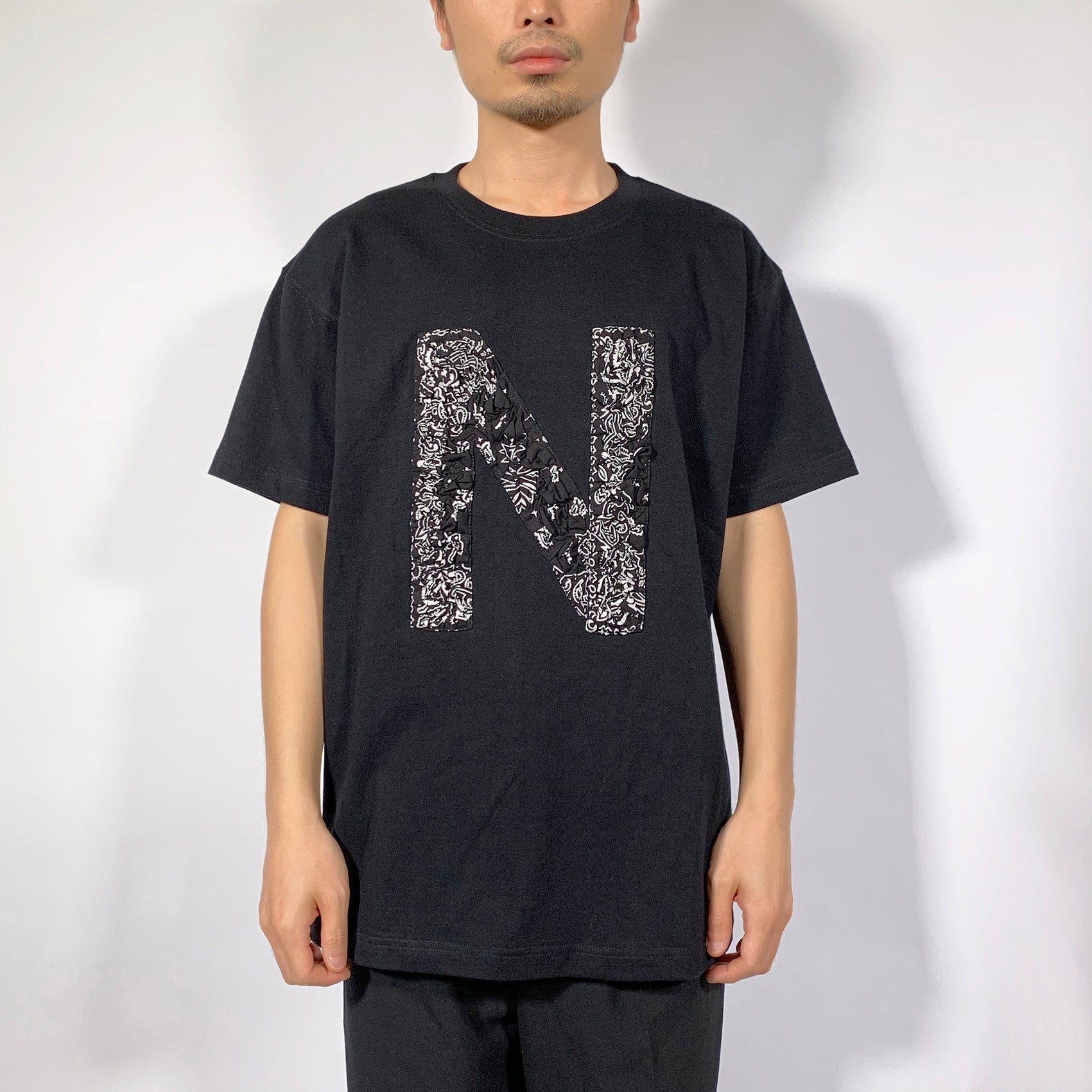 Crinkle Effect Alphabet N Short Sleeves T-shirt