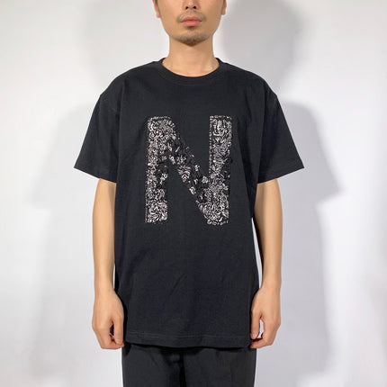 皺褶效果字母 N 短袖 T 恤