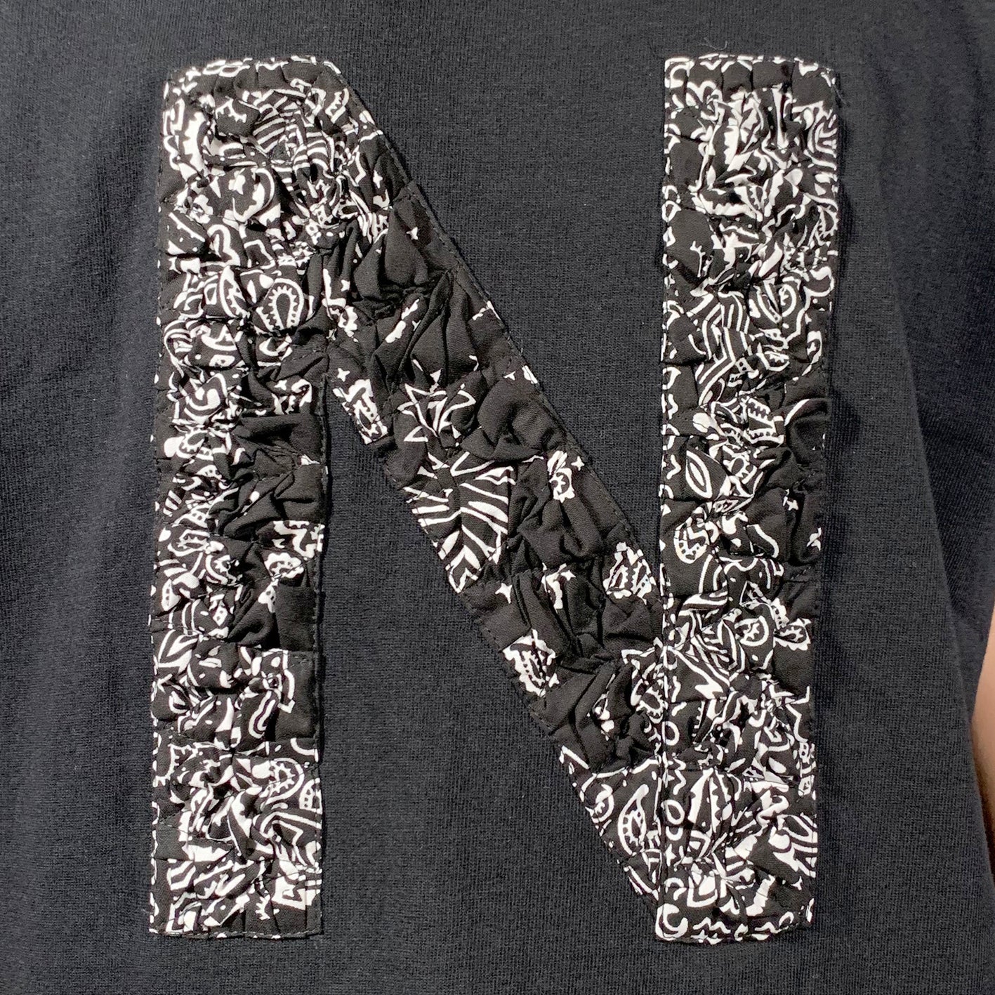 Crinkle Effect Alphabet N Short Sleeves T-shirt