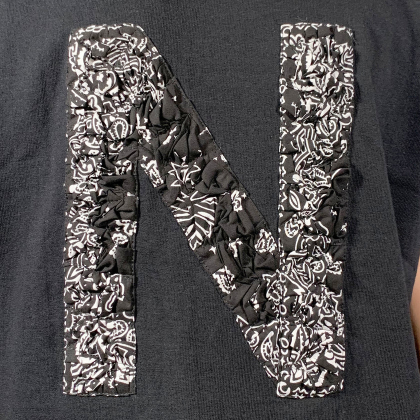Crinkle Effect Alphabet N Short Sleeves T-shirt