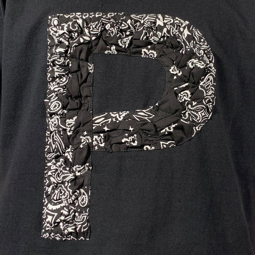 Crinkle Effect Alphabet P Short Sleeves T-shirt