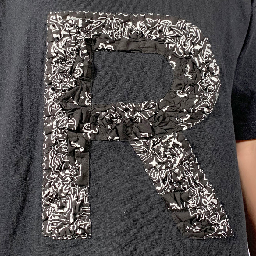 Crinkle Effect Alphabet R Short Sleeves T-shirt