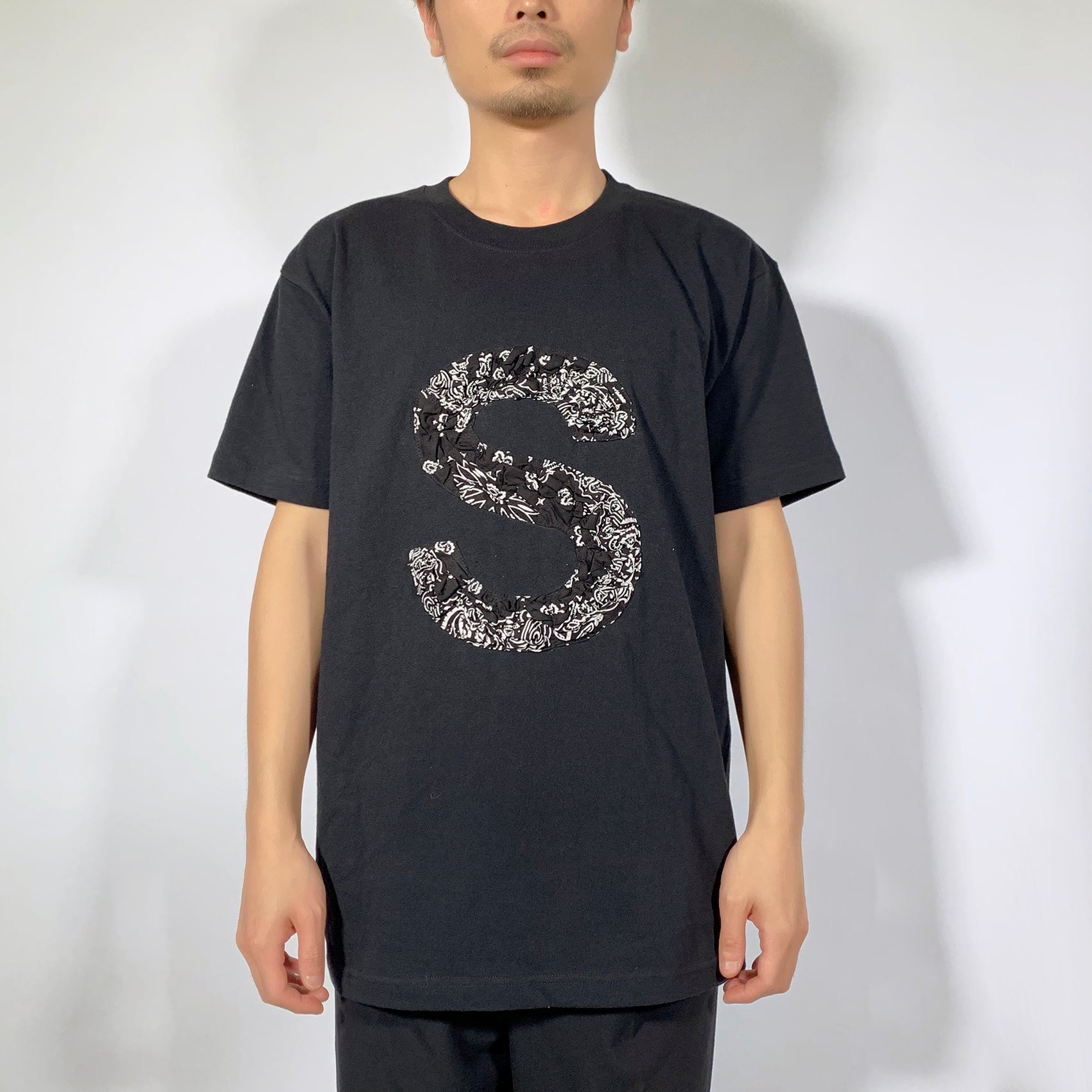 Crinkle Effect Alphabet S Short Sleeves T-shirt