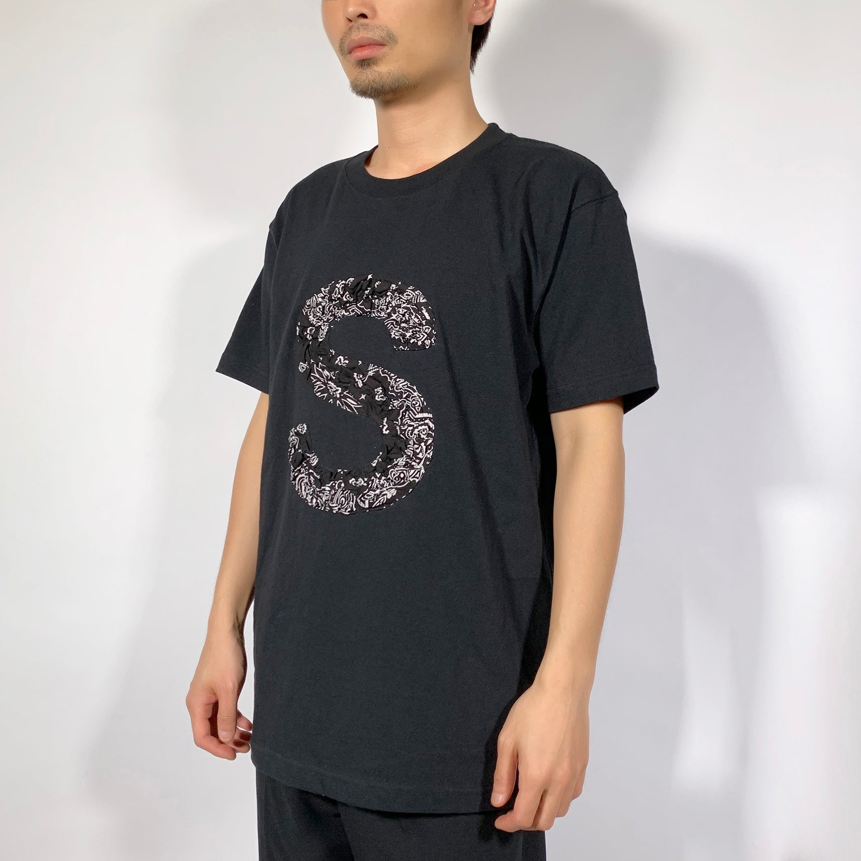 Crinkle Effect Alphabet S Short Sleeves T-shirt