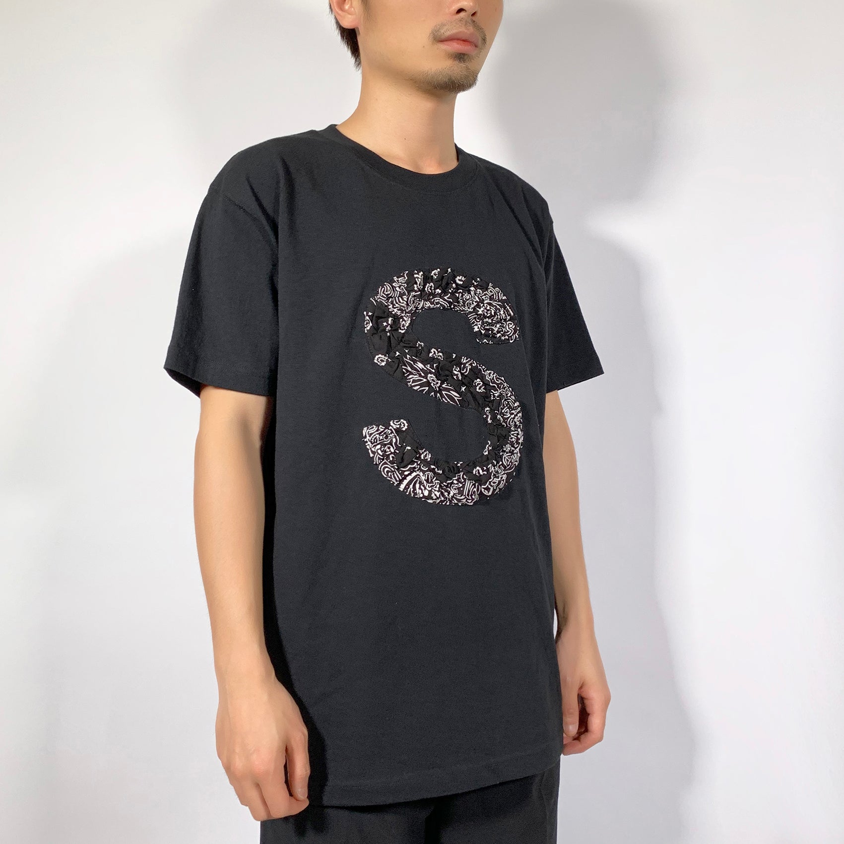 Crinkle Effect Alphabet S Short Sleeves T-shirt