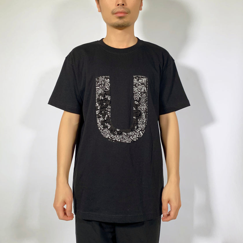 Crinkle Effect Alphabet U Short Sleeves T-shirt