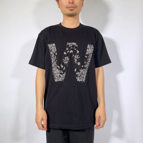 Crinkle Effect Alphabet W Short Sleeves T-shirt