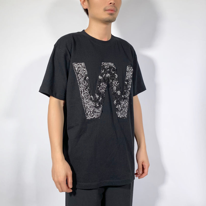 Crinkle Effect Alphabet W Short Sleeves T-shirt