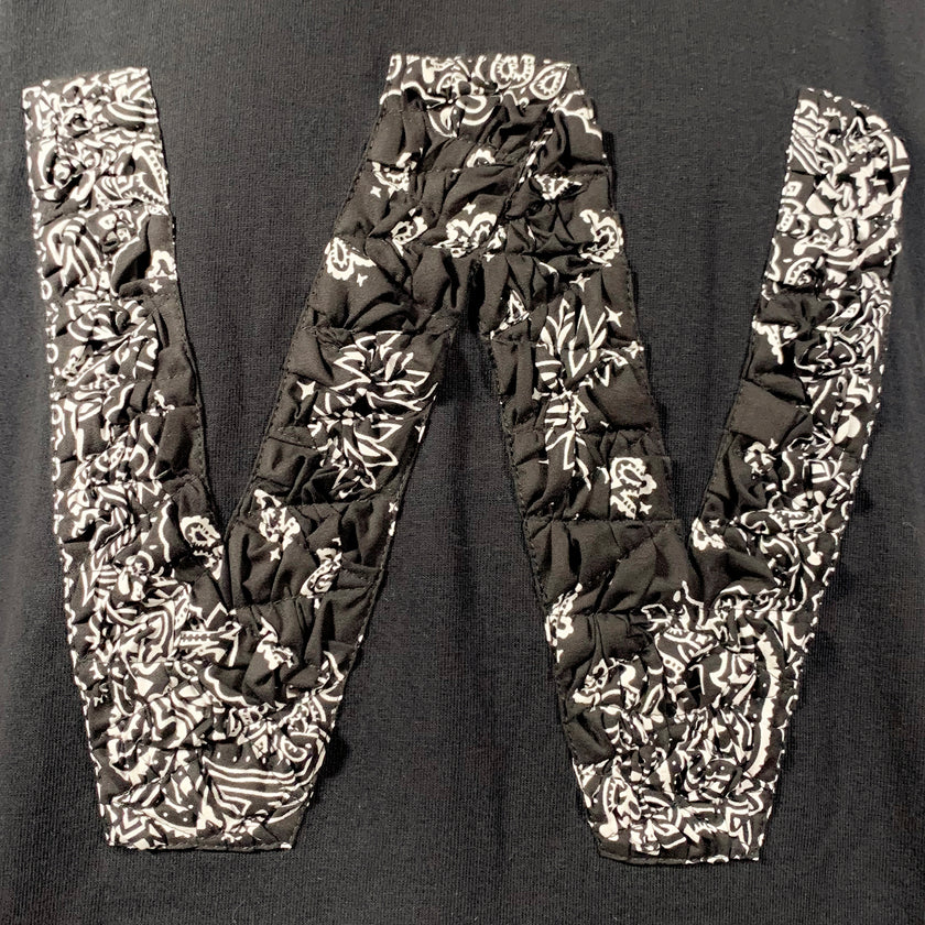 Crinkle Effect Alphabet W Short Sleeves T-shirt